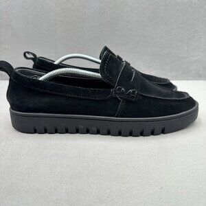 Vionic Uptown Womens Size 8.5 WIDE Penny Loafer Black Suede Comfort Casual Shoes